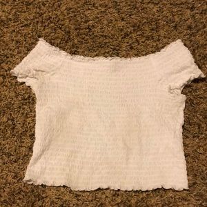 SO white pleated scrunch crop top, size XL